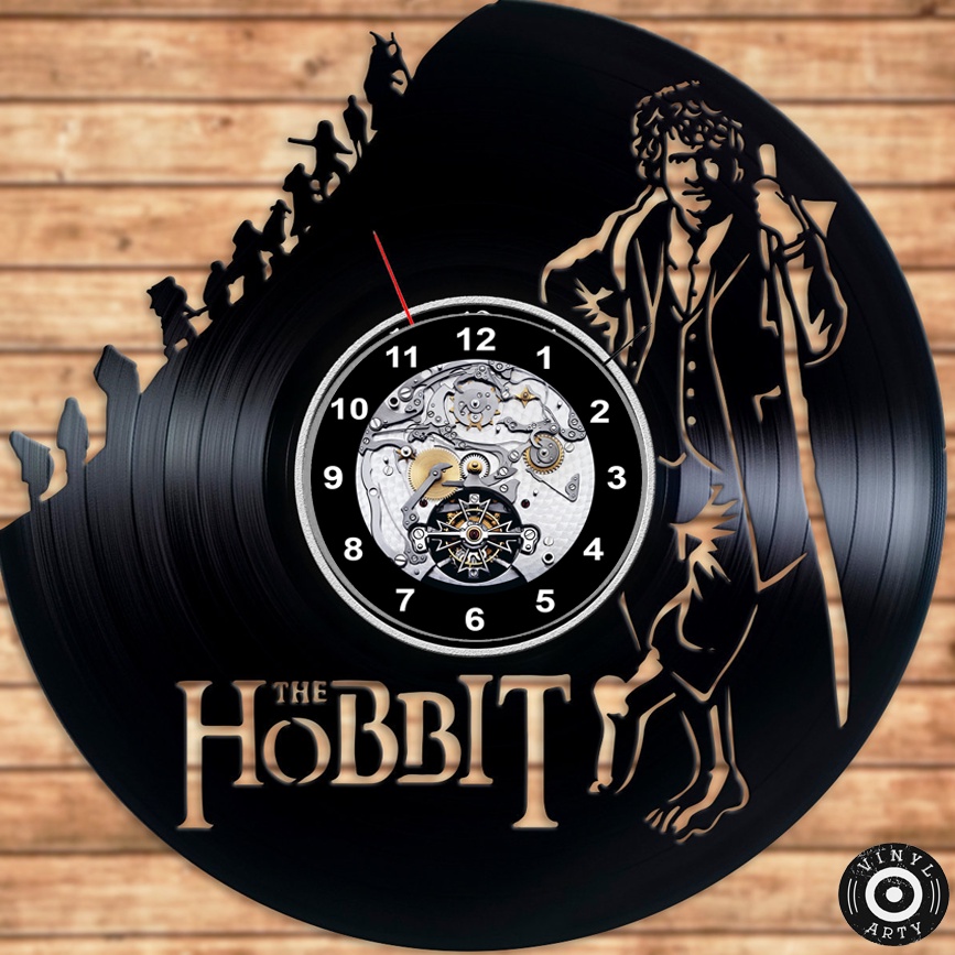 Relógio  de parede O Hobbit - Feito em disco De Vinil Real - Disco de vinil cortado