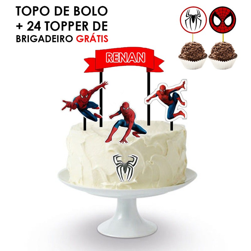 Topo de bolo + topper docinho homem aranha grátis