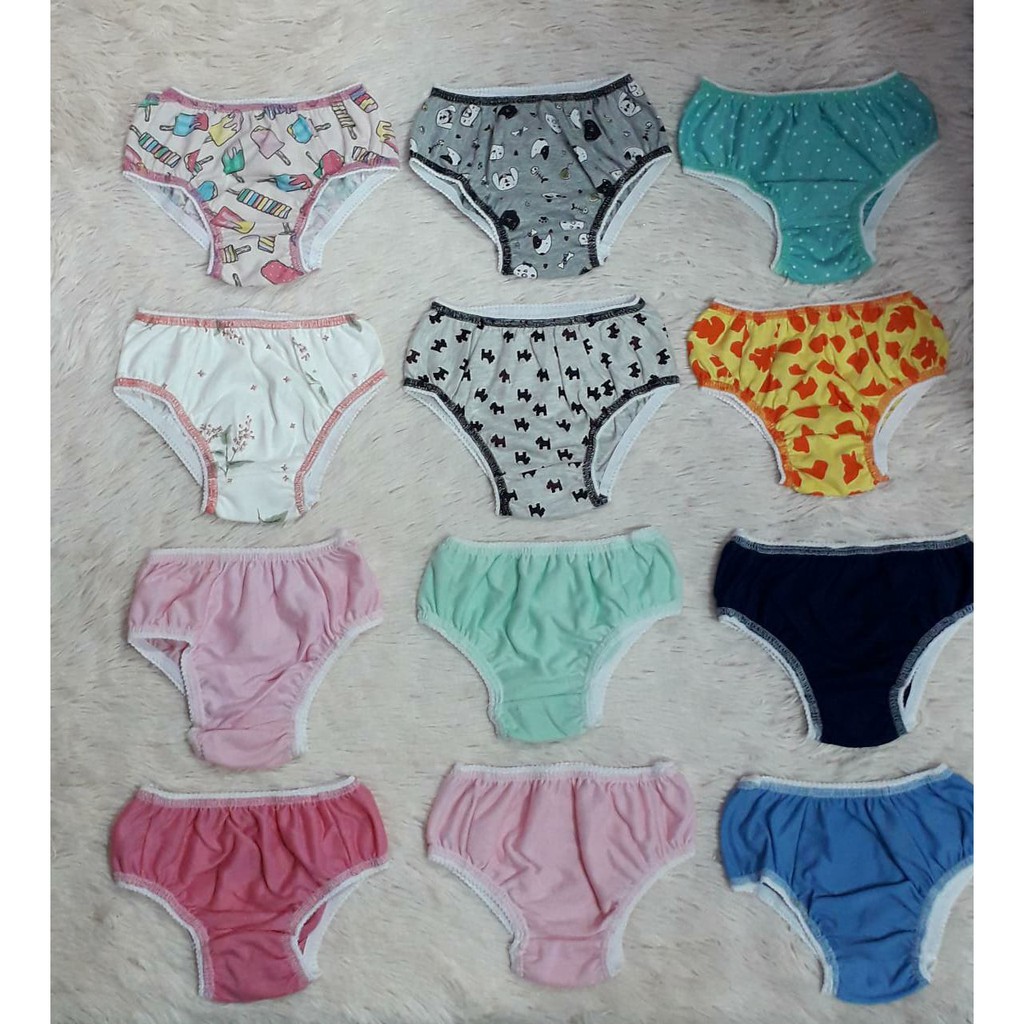 kit com 12 Calcinha Infantil Meninas de 1 a 6 anos estampas sortidas as Pincesas vão ficar super confortáveis com a calcinha de algodão Roupa Intima Infantil