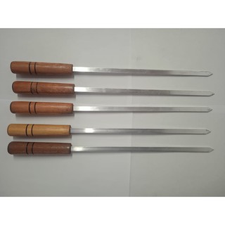 kit 5 Espetinhos 25 cm Cabo de Madeira (churrasco) churrasqueira