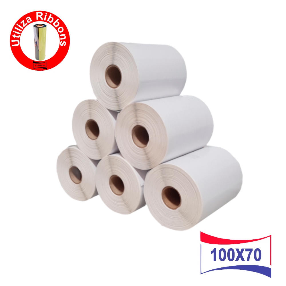 Kit 6 Rolos Etiqueta 100x70 mm 10x7 cm Couche Elgin, L42, Argox, Zebra