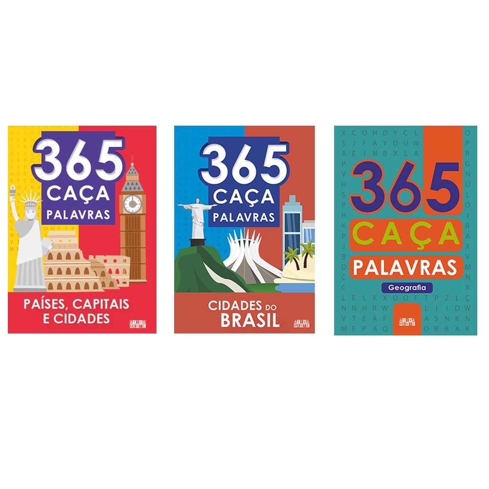 Kit com 3 livros - 365 Caça-palavras Geográfico em Oferta na Shopee