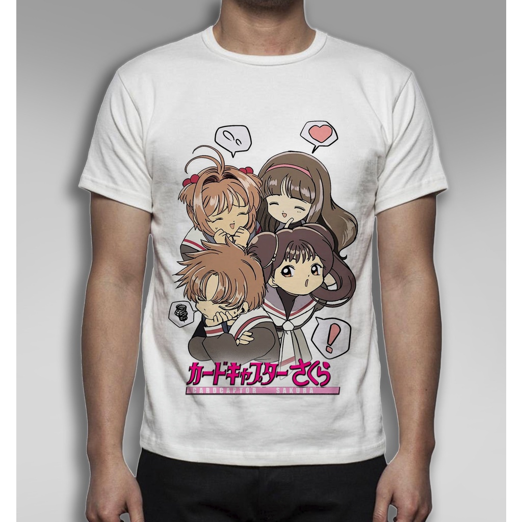 camiseta sakura card captor anime geek otaku unissex sakura, shoran, tomoe, kero