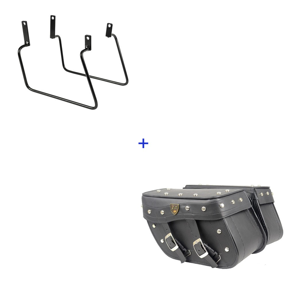 Kit Viagem Indian Scout Afastador + Alforge Lateral Losango 18 Litros C/ Cravos