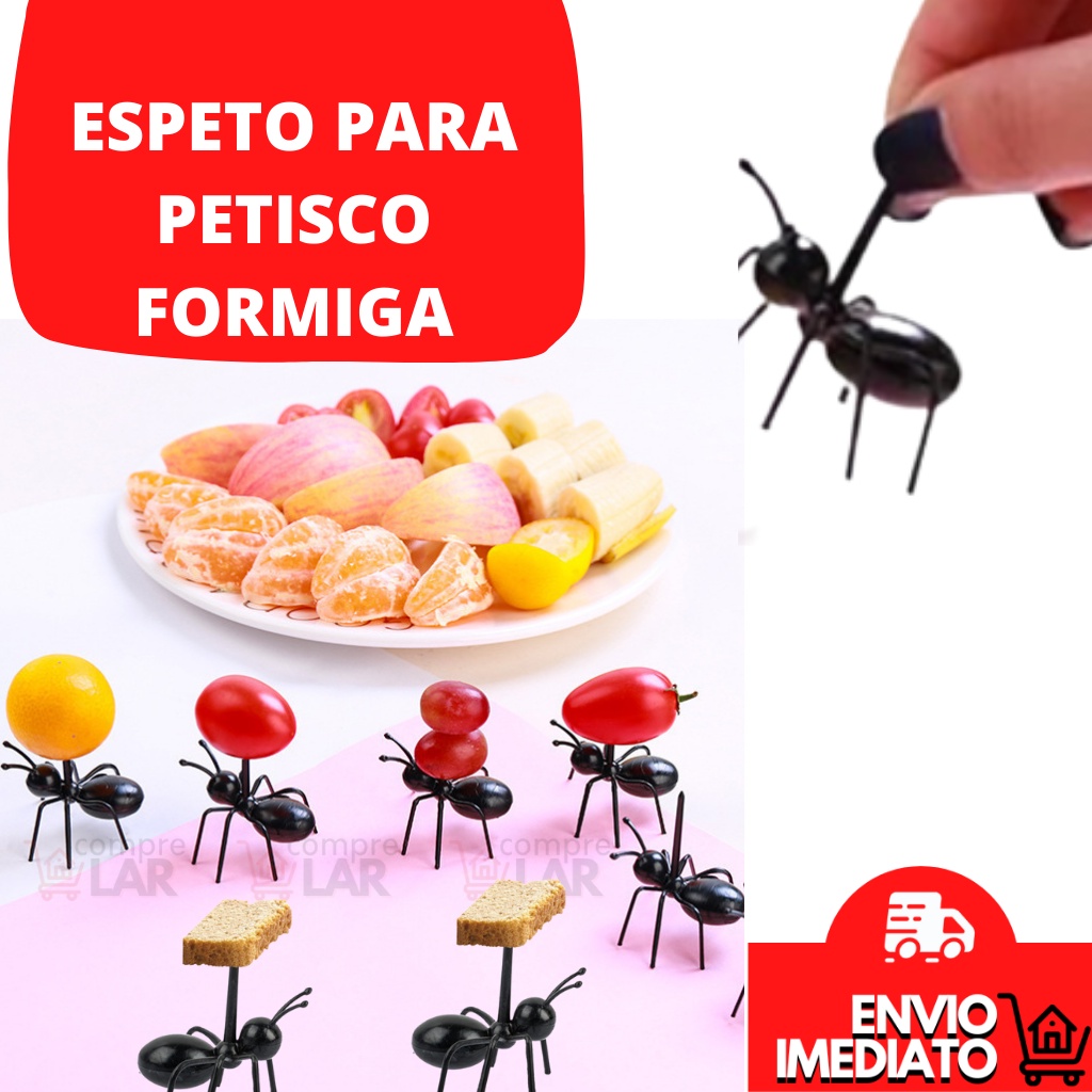 Espeto para Petisco de Formiga Garfo Para Frutas E Petiscos Garfinho Para Frutas Queijos KIT 12 Unidades