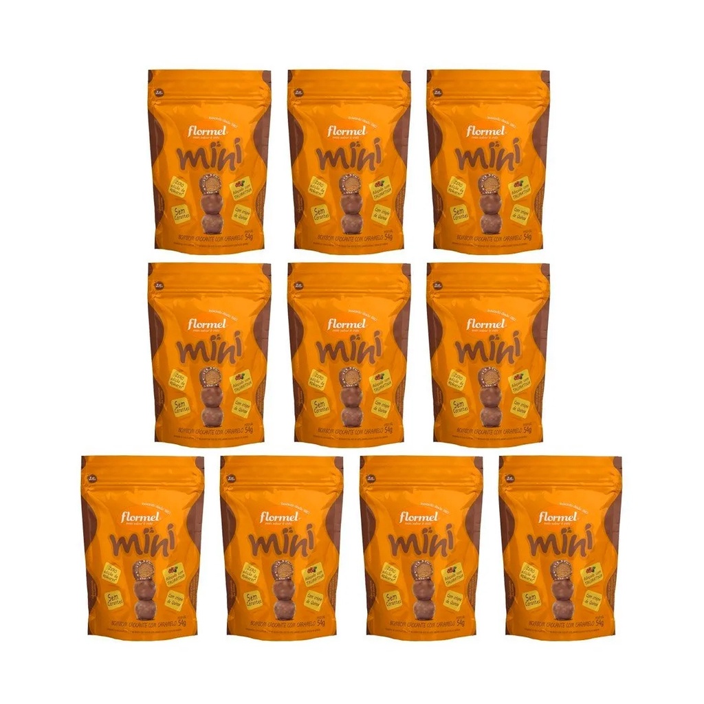 10 Mini Bombom Com Caramelo 54g Flormel em Oferta na Shopee