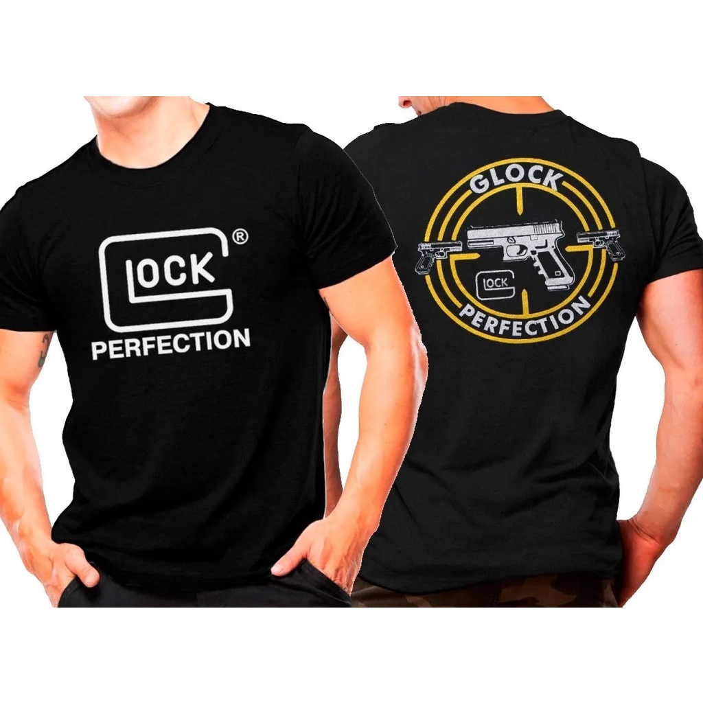 Kit 2 Camisetas Glock (Mira + Perfection) Táticas Atack - Pretas