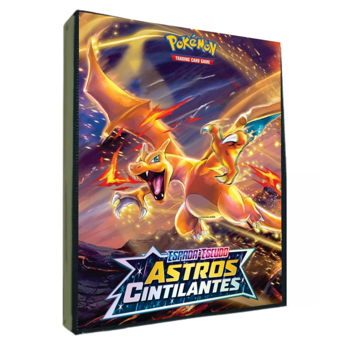 Álbum Pasta Fichário Grande Capa Dura Para Cartas Pokemon Astros Cintilantes Charizard Vstar 3x3 TCG Porta Cards
