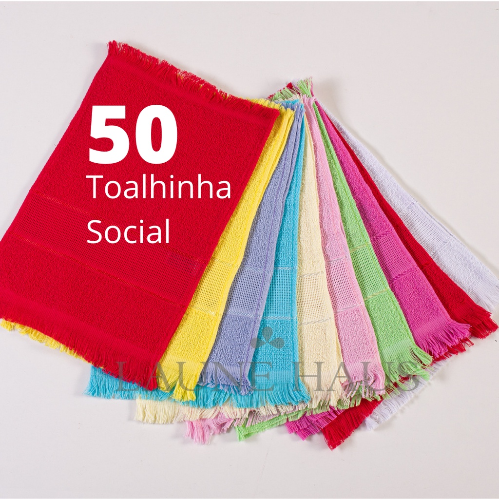 Kit Com 50 Toalhinhas Social Com Franja Em Algodão Diversas Utilidades Bordado P/ Personalizar Lancheira De Boca Mão