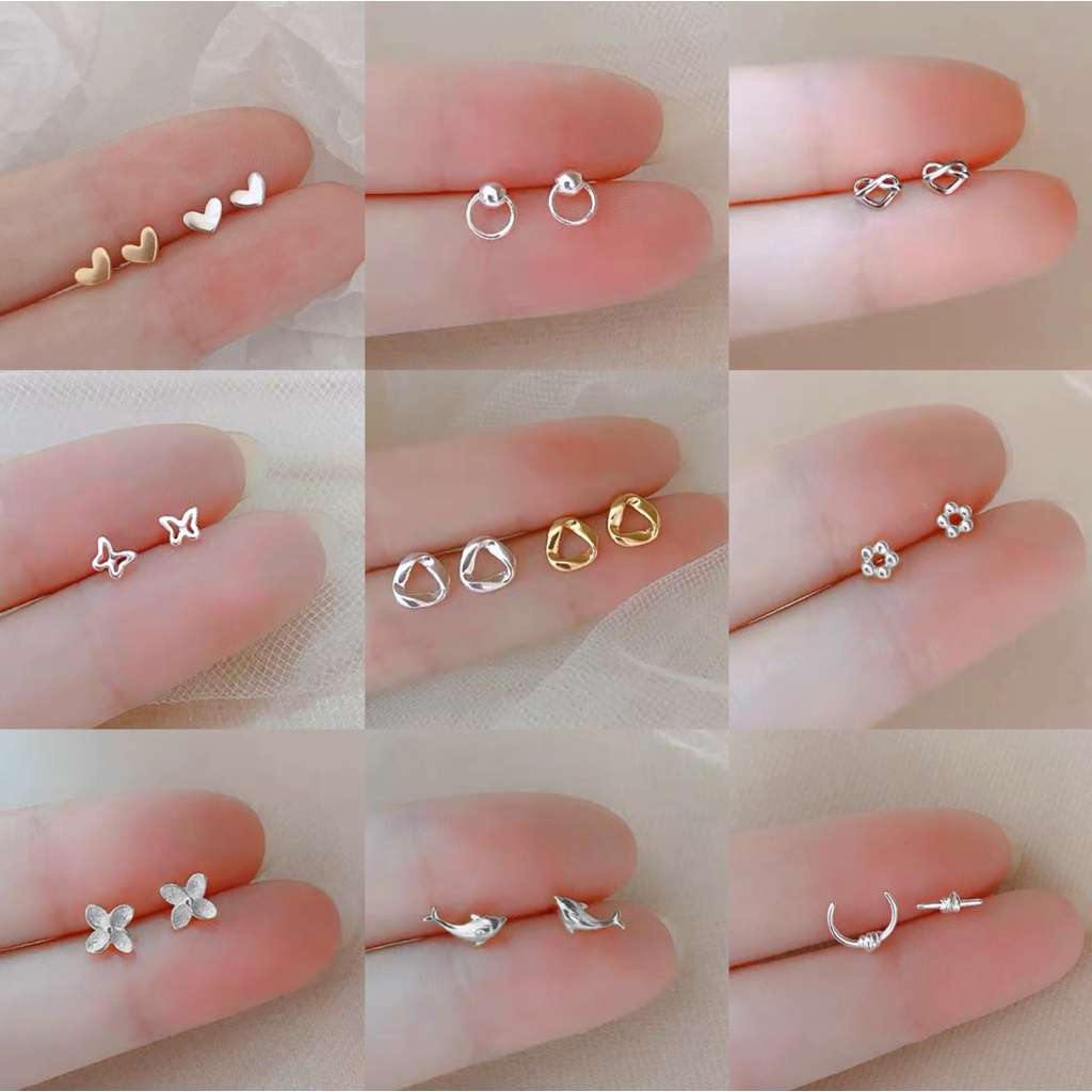 S925 Brincos De Prata Feminino Estudante Da Moda Simples E Versátil Sentido De Pequeno design ins Vento