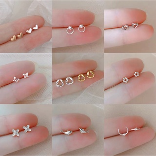 S925 Brincos De Prata Feminino Estudante Da Moda Simples E Versátil Sentido De Pequeno design ins Vento