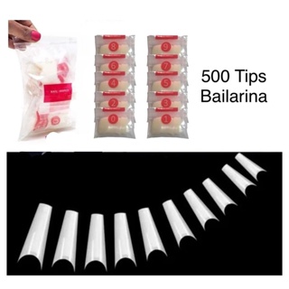 Saquinho 500 Tips Bailarina Natural Alongamento Refil Unhas Postiças Manicure em Oferta na Shopee