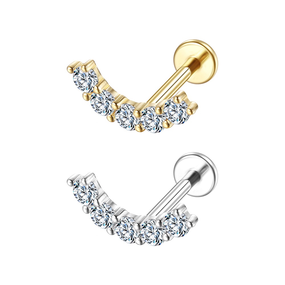 Piercing Labret Aço Cirúrgico Rosca Interna |  Helix, Tragus, Conch, Nariz, Boca-Medusa e Outros em Oferta na Shopee