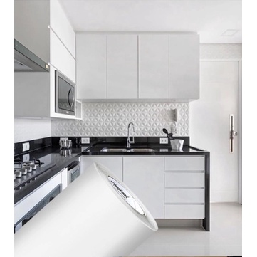 Adesivo Vinil Para Envelopamento de Móveis, Porta e Mesas 10M x 1M Branco Fosco Lavável