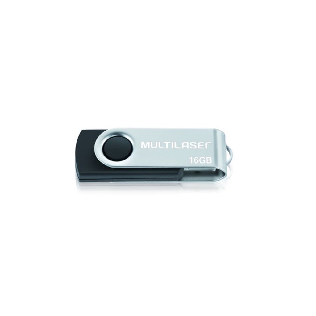PEN DRIVE TWIST 16GB USB LEITURA 10MB/S E GRAVAÇÃO 3MB/S PRETO MULTILASER