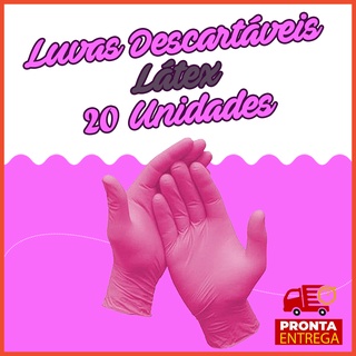 20 Unidades De Luva Latex Rosa Com Pó Procedimento Industrial Original Unigloves Envio rápido