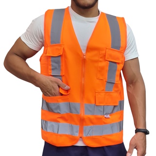 Colete Segurança Refletivo Sinalização 4 Bolsos Steelflex