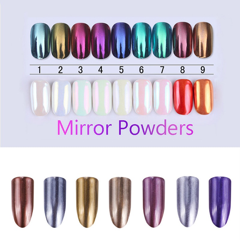 1g/2g Mirror Nail Glitter Pigment Powder Gold Blue Purple Dust Manicure Nail Art Glitter Chrome Powder Decorations