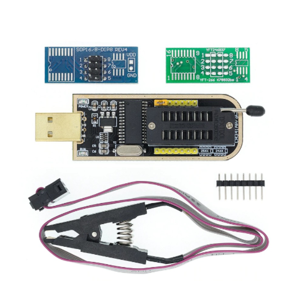 Gravador Programador Eprom Ch341a + Pinça Jacaré Soic8