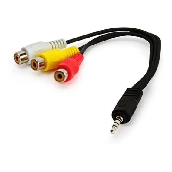 Adaptador Cabo Áudio E Vídeo Conversor P2 Macho Para 3 RCA Fêmea P2 x 3 RCA Video Composto