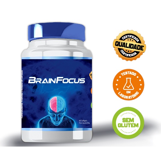 Suplemento Alimentar Brain Focus - 60 Caps - Mais Memória, Produtividade, Concentração, Disposição, Nootrópicos e Saúde Mental.