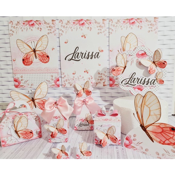 kit festa infantil lembrancinha para aniversário Caixinhas Personalizadas Borboletas Edição Luxo