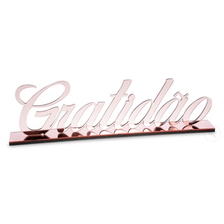 Palavra Decorativa Gratidão Espelho Rose Gold - Enfeite Sala