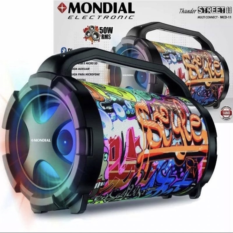 Caixa de Som Amplificada Mondial, Bluetooth -Thunder Street ll, Multicolor, Bivolt, 50w- MCO-11