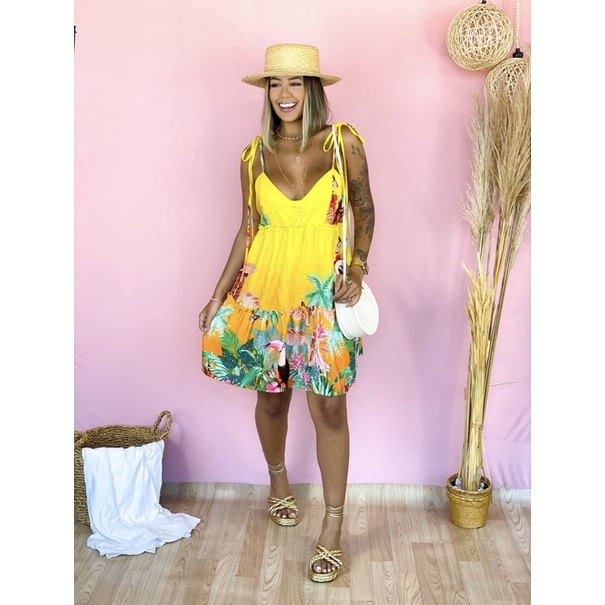 Variant attribute Stereotype vestido Flores amarelo | Shopee Brasil