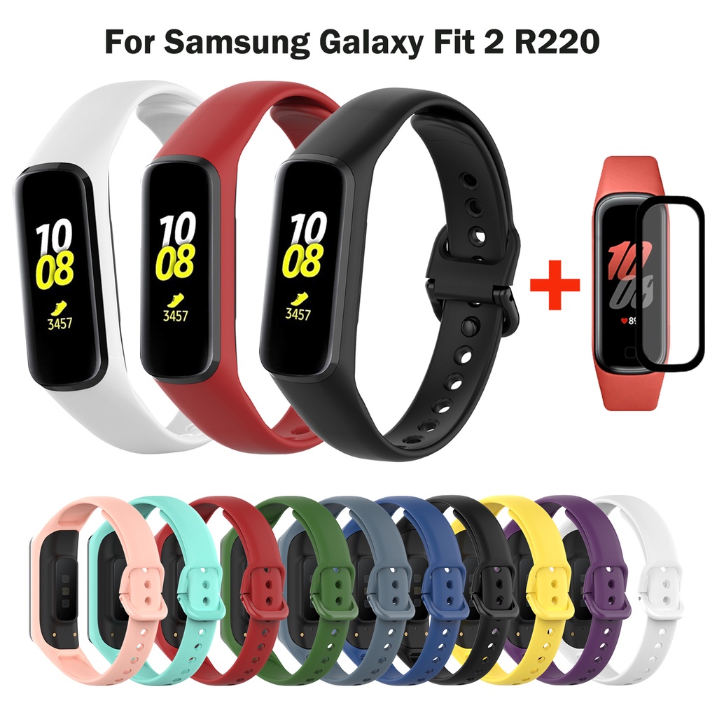 Pulseira De Silicone Flexível Para Samsung Galaxy Fit 2 R220 Inteligente Com Película Protetora