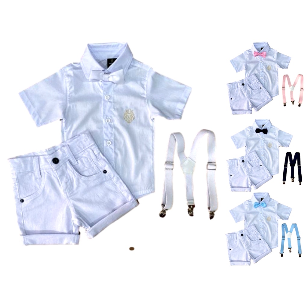 Conjunto Roupa Social Infantil Batizado Menino Casamento Pajem Festa Branco em Oferta na Shopee