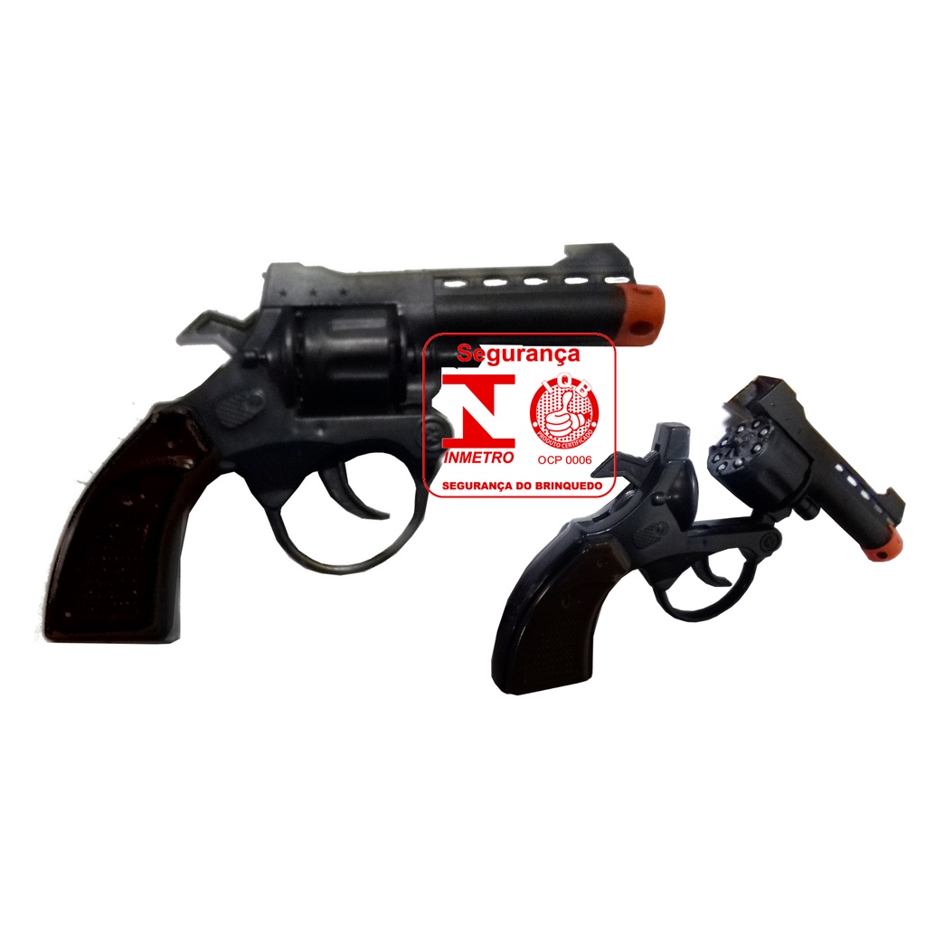 Pistola Cap Gun Arminha Brinquedo Prata Espoleta Plástico - Desconto no  Preço