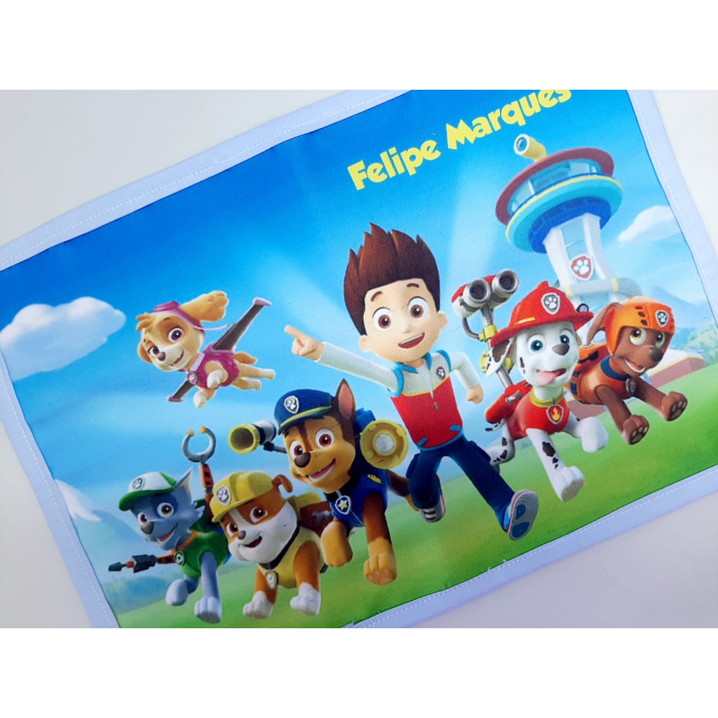 Jogo Lugar Americano IMPERMEÁVEL ESCOLAR  30x40cm Patrulha com nome personalizado