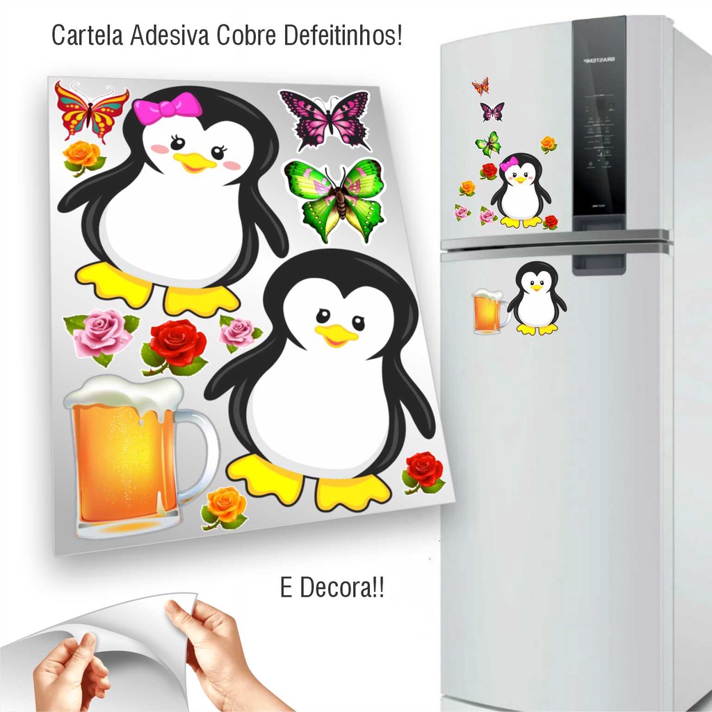 Adesivo Pinguim Cobre Defeitinhos Geladeira e Lugares Lisos em Oferta na Shopee
