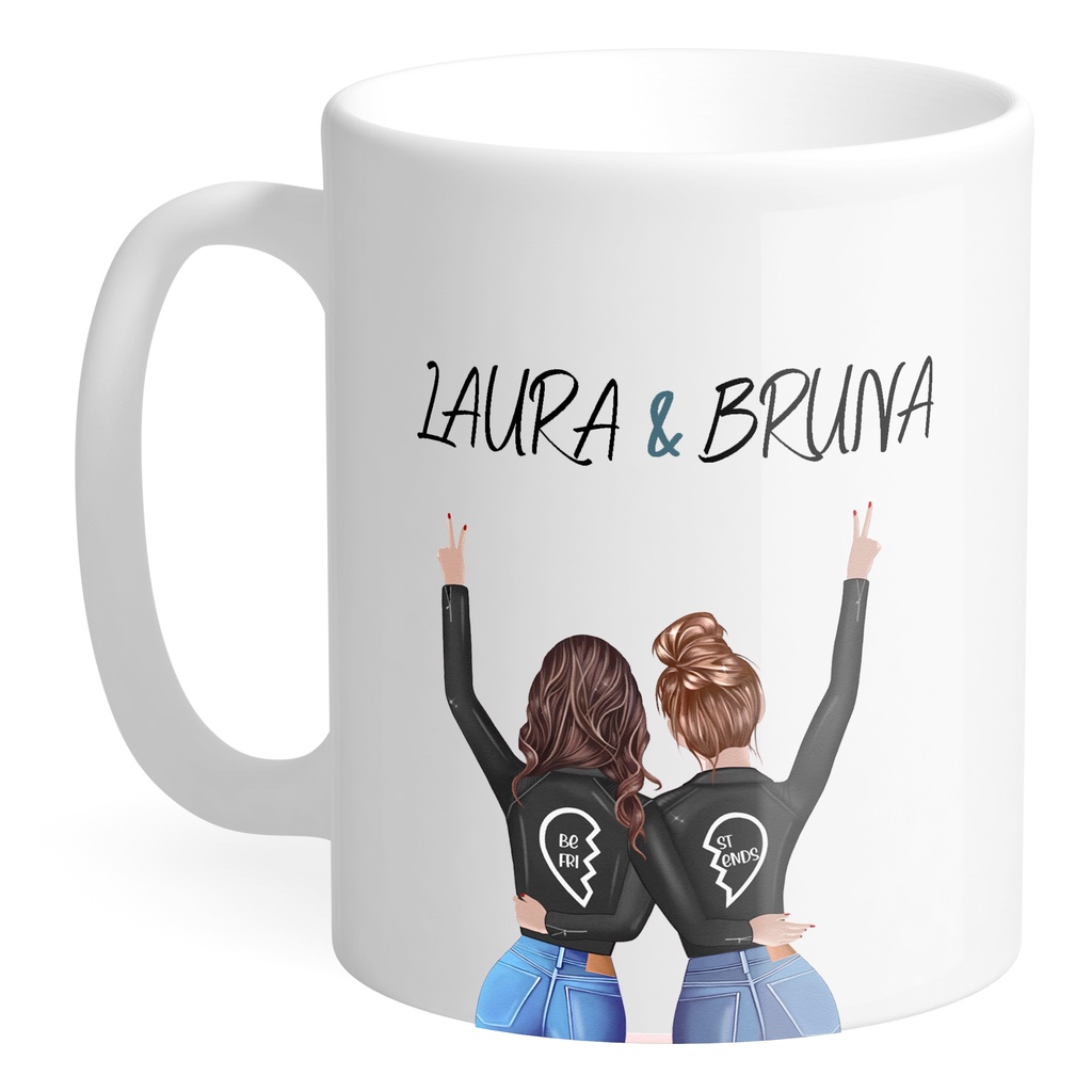 Caneca Irmã Amiga Amizade Personalizada com Nome Porcelana Presente Irmã Presente Amiga