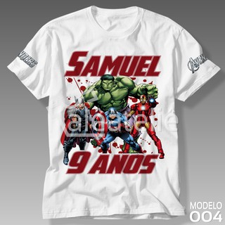 Camiseta Vingadores Avengers Festa Infantil Adulto Personalizada