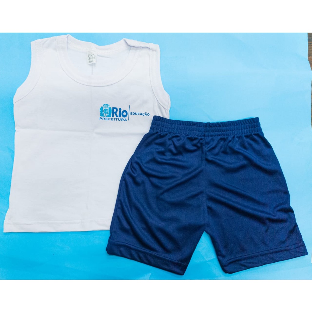 Uniforme escolar 2022 RJ Conjunto Camiseta Regata e Short ou Short