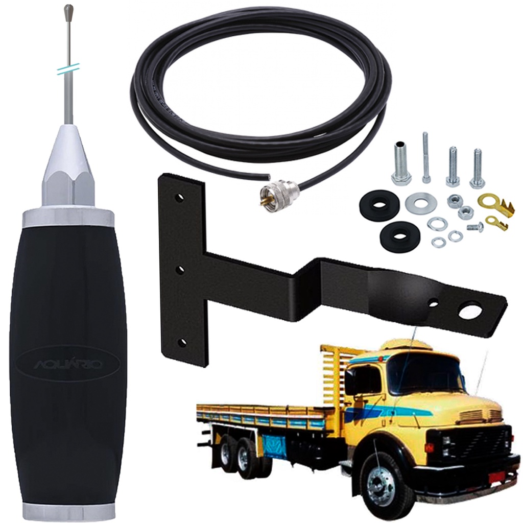 Antena Móvel Marinox Px Caminhao Radio Amador 2,70mts B-2003p Suporte Motorista Mercedes Benz Mb 1313 1113 Cara Preta