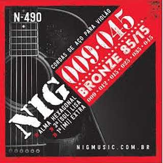 Encordoamento Violão Aço NIG 09 Bronze + 1º Mi Extra N490