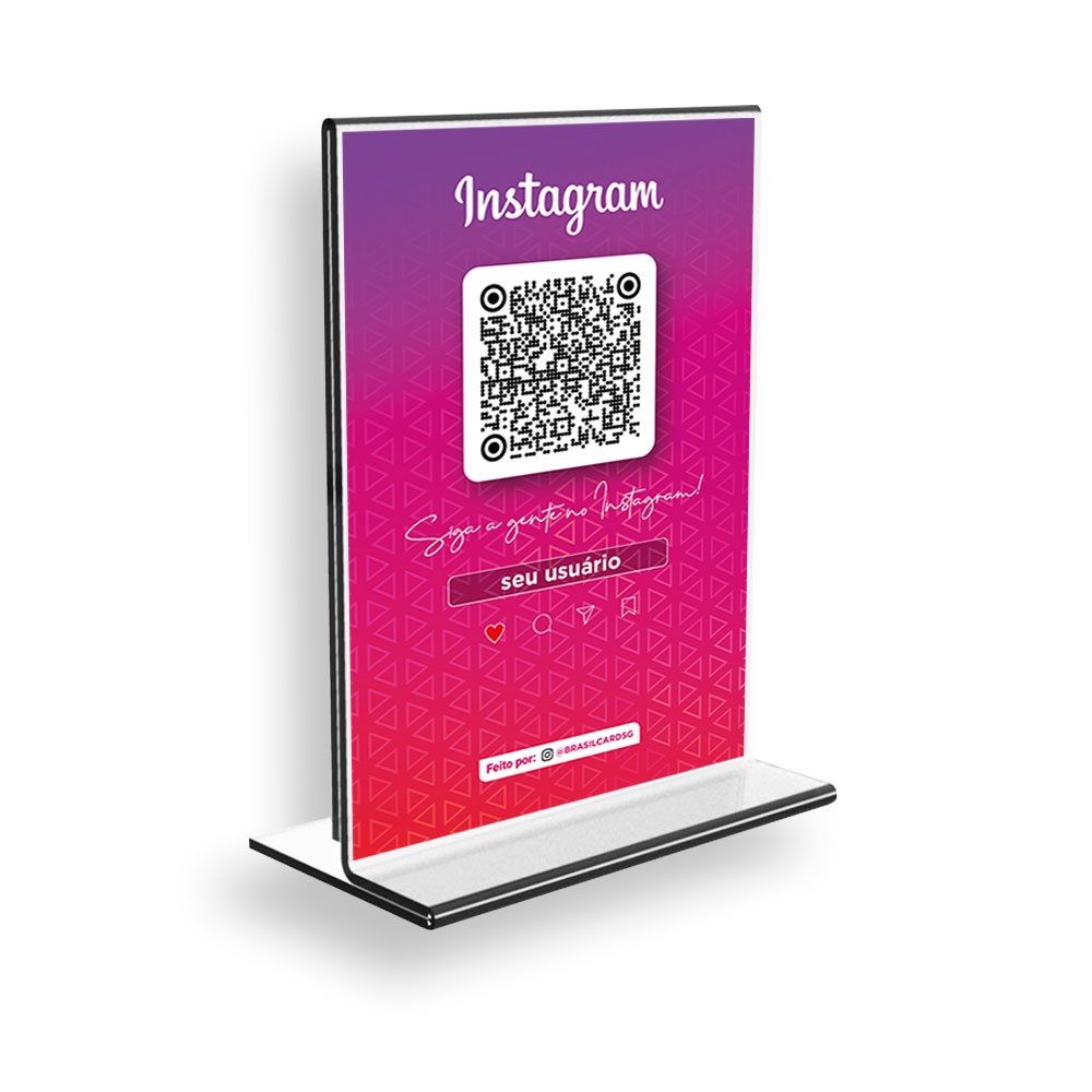 Display Mesa Balcão Instagram Interativo Personalizável - Placa Qr Code Redes Sociais