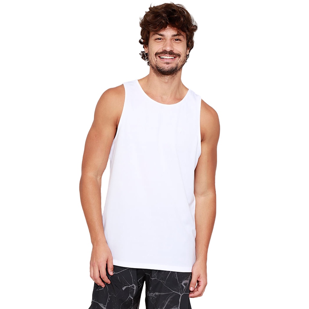 Camiseta Regata Branca Básica Di Nuevo Masculina 100% Algodão 30.1