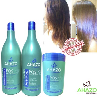 Kit Tratamento Shampoo Condicionador e Máscara Pós progressiva 1kg Ahazo