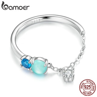 Anel Bamoer 925 Prata Fashion Pedras Preciosas Corrente Joias Para Mulheres Presentes