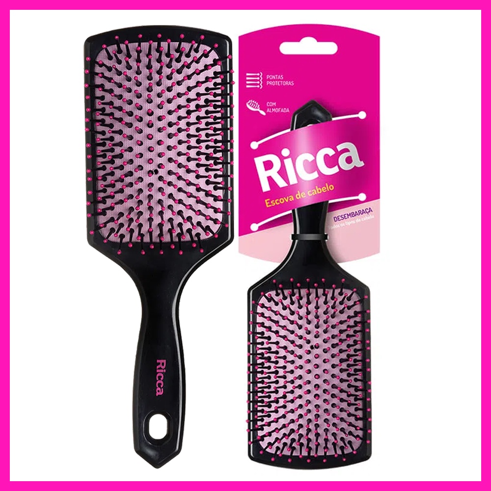Ricca Escova de Cabelo Raquete Almofadada - Basic Racket (249) em Oferta na Shopee