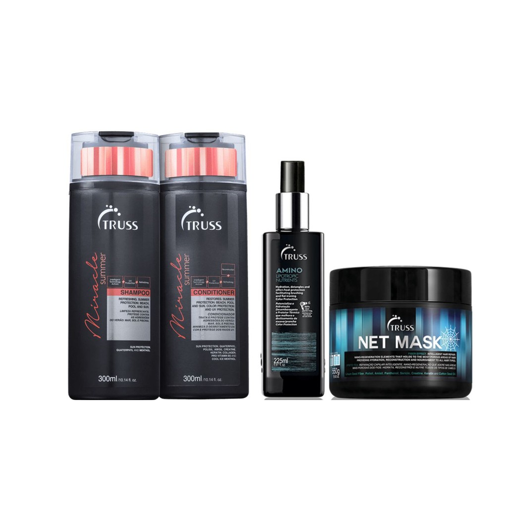Truss Miracle Summer Shampoo e Condicionador e Amino e Net Mask
