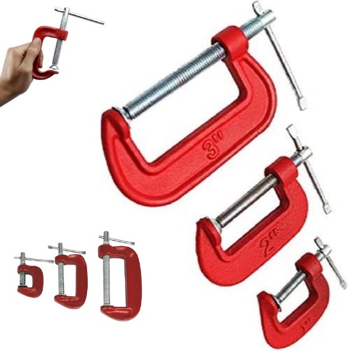 Kit Grampo Sargento Tipo C Com 3 Peças 1, 2 E 3 Polegadas