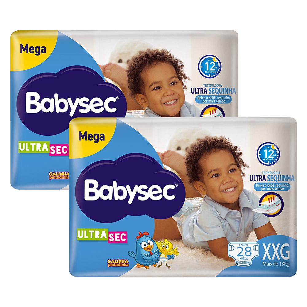 Kit 2 Fraldas Babysec Galinha Pintadinha Ultrasec Mega Tamanho XXG 28 unidades cada em Oferta na Shopee