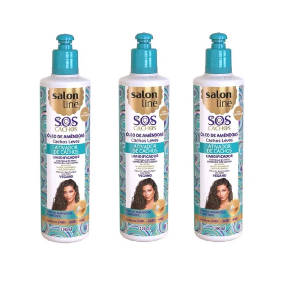 03 Creme Cachos Ativador De Cachos Salon Line Oleo De Amendoas E Pantenol Definicao 300ml Shopee Brasil