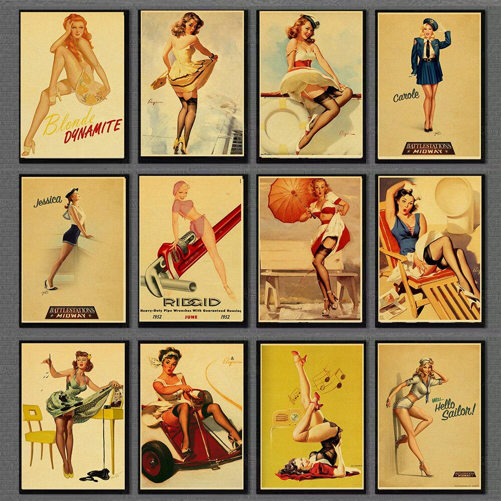 New World War Ii Sexy Pin Up Girl Vintege Poster Home Room Wall Sticker