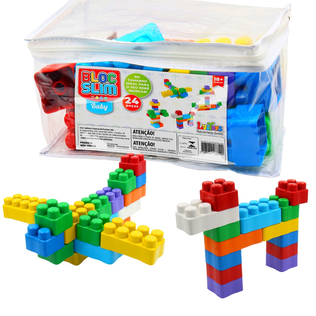 Blocos De Montar Grande 24 Peças Criança 1 Ano Brinquedo Didatico Infantil 1 Ano Monta Monta 0805